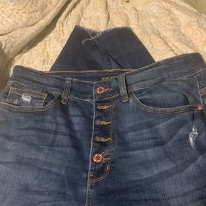 Judy Blue straight legs distressed button fly 14W
